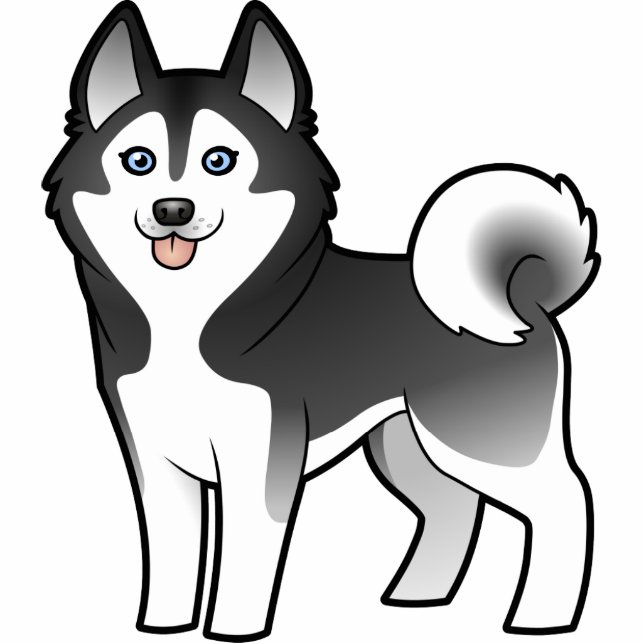 Cartoon Siberian Husky / Alaskan Malamute Fotobeeldje Magneet (Voorkant)