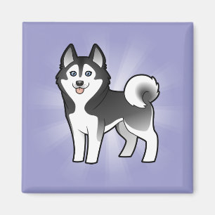 Cartoon Siberian Husky / Alaskan Malamute Magneet