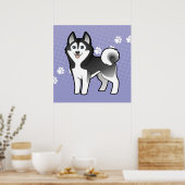 Cartoon Siberian Husky / Alaskan Malamute Poster (Keuken)