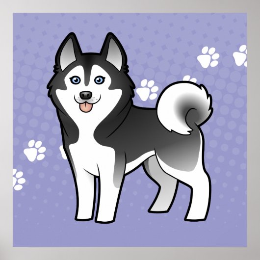 Cartoon Siberian Husky / Alaskan Malamute Poster (Voorkant)