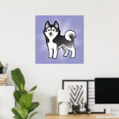 Cartoon Siberian Husky / Alaskan Malamute Poster (Thuiskantoor)