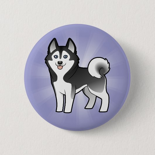 Cartoon Siberian Husky / Alaskan Malamute Ronde Button 5,7 Cm (Voorkant)