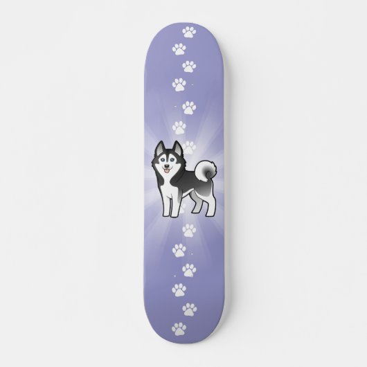 Cartoon Siberian Husky / Alaskan Malamute Skateboard (Voorkant)