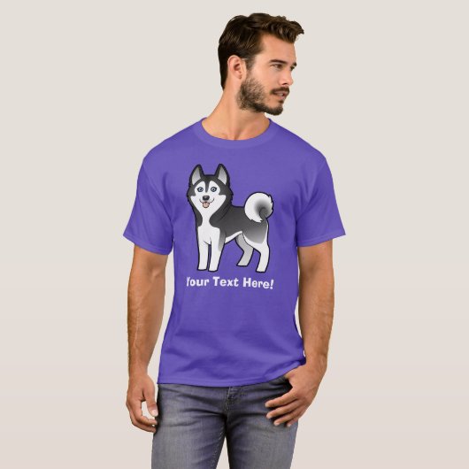 Cartoon Siberian Husky / Alaskan Malamute T-shirt (Voorkant volledig)