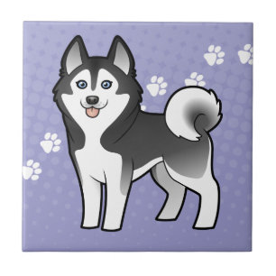 Cartoon Siberian Husky / Alaskan Malamute Tegeltje