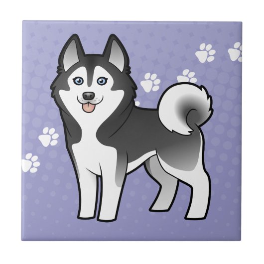Cartoon Siberian Husky / Alaskan Malamute Tegeltje (Voorkant)