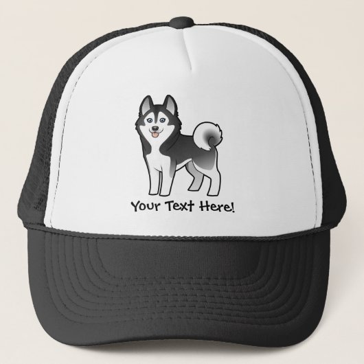 Cartoon Siberian Husky / Alaskan Malamute Trucker Pet (Voorkant)
