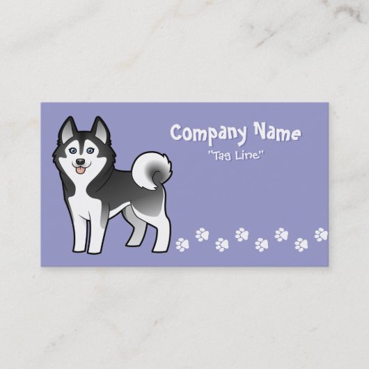 Cartoon Siberian Husky / Alaskan Malamute Visitekaartje (Voorkant)