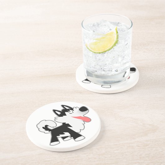 Cartoon Siberian Husky Onderzetter (Zijkant)