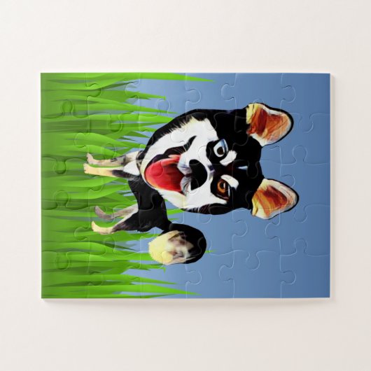 Cartoon Siberian Husky Puzzle voor kinderen Legpuzzel (Horizontaal)