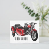 Cartoon Sidecar Briefkaart (Staand voorkant)