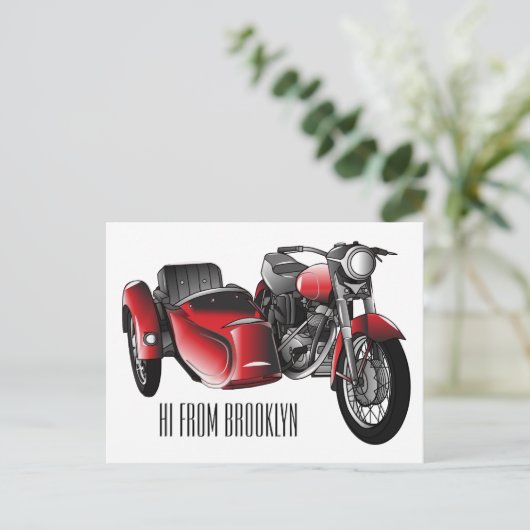 Cartoon Sidecar Briefkaart (Staand voorkant)