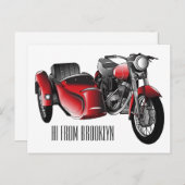 Cartoon Sidecar Briefkaart (Voorkant / Achterkant)
