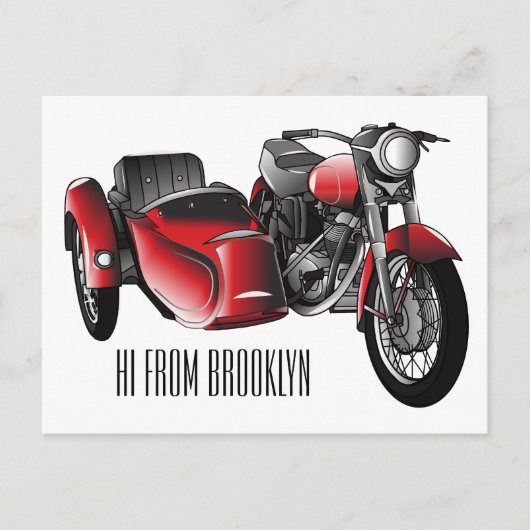 Cartoon Sidecar Briefkaart (Voorkant)