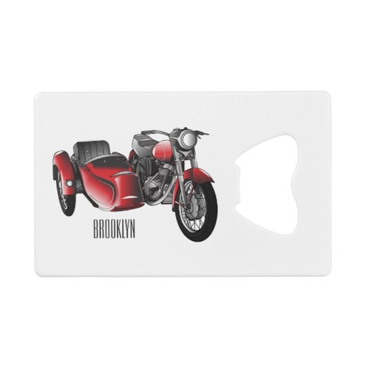 Cartoon Sidecar Creditkaart Flessenopener (Voorkant (Horizontaal))