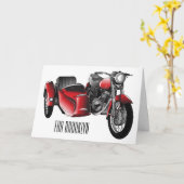 Cartoon Sidecar Kaart (Gele Bloem)