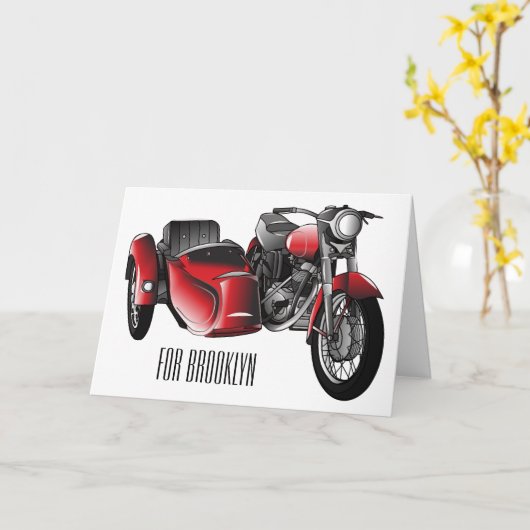 Cartoon Sidecar Kaart (Gele Bloem)