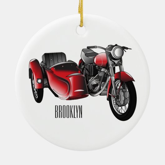 Cartoon Sidecar Keramisch Ornament (Achterkant)