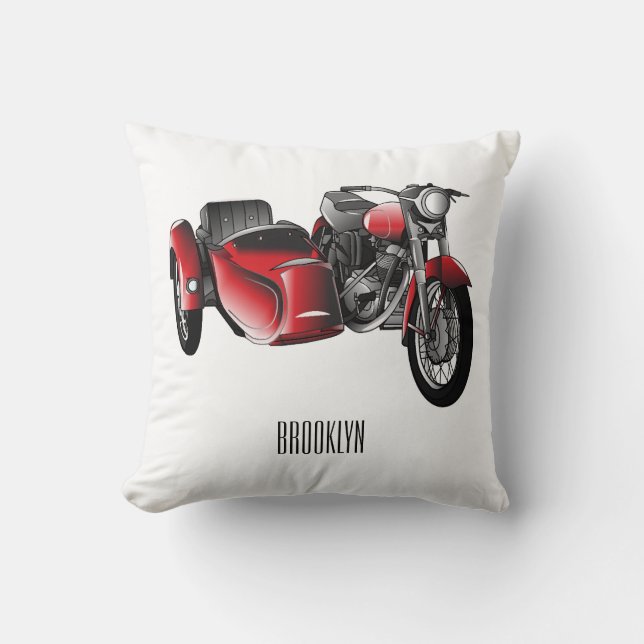 Cartoon Sidecar Kussen (Voorkant)