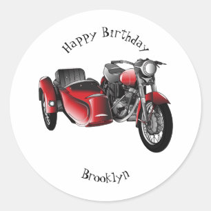Cartoon Sidecar Ronde Sticker