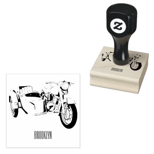 Cartoon Sidecar Rubberstempel (Gestempeld)