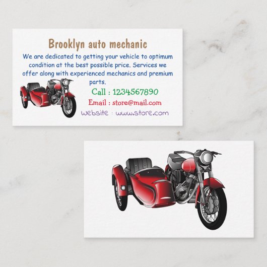 Cartoon Sidecar Visitekaartje (Voorkant / Achterkant)