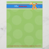 Cartoon Sinaasappel Giraffe Groene Stippen Kind Ki Gepersonaliseerd Briefhoofd (Voorkant)