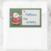 Cartoon Sinterklaas wijst op naam ontvanger Rechthoekige Sticker (Tas)