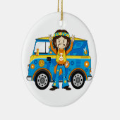 Cartoon Sixties Peace Hippie en Van Keramisch Ornament (Rechts)