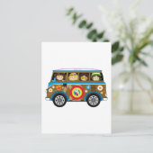 Cartoon Sixties Peace Hippie Van Briefkaart (Staand voorkant)
