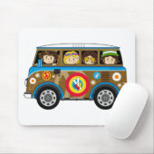 Cartoon Sixties Peace Hippie Van Muismat (Met muis)