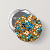 Cartoon Sixties Peace Hippie Van Ronde Button 5,7 Cm (Voorkant /achterkant)