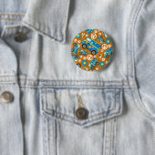 Cartoon Sixties Peace Hippie Van Ronde Button 5,7 Cm (In situ)