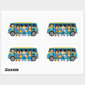 Cartoon Sixties Vrede Hippie Van Rechthoekige Sticker (Vel)
