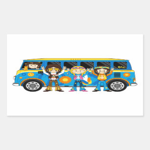 Cartoon Sixties Vrede Hippie Van Rechthoekige Sticker