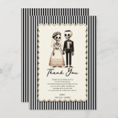 Cartoon Skelet Bruid + bruidegom Bruiloft Dank u Kaart (Voorkant / Achterkant)