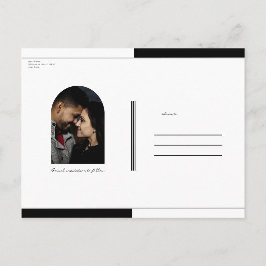 Cartoon Skelet Bruid + bruidegom Save the Date Aankondigingskaart (Achterkant)