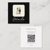 Cartoon Skelet Bruid + bruidegom Trouwgegevens Vierkante Visitekaartje (Voorkant / Achterkant)