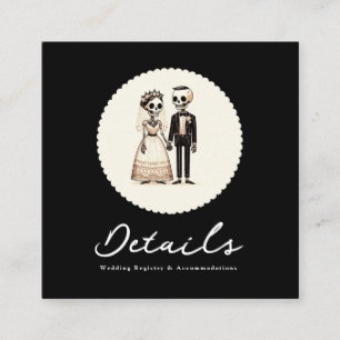 Cartoon Skelet Bruid + bruidegom Trouwgegevens Vierkante Visitekaartje