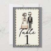 Cartoon skelet bruid bruidegom trouwtafel nummer kaart (Achterkant)