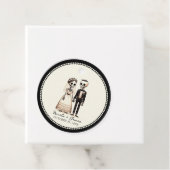 Cartoon Skelet Bruid + bruidegom Whimsical Bruilof Bedankjes Labels (In situ)