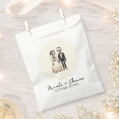 Cartoon Skelet Bruid + bruidegom Whimsical Bruilof Bedankzakje (Geknipt)