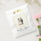 Cartoon Skelet Bruid + bruidegom Whimsical Bruilof Bedankzakje (Gezegeld)