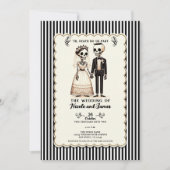 Cartoon Skelet Bruid + bruidegom Whimsical Bruilof Kaart (Voorkant)