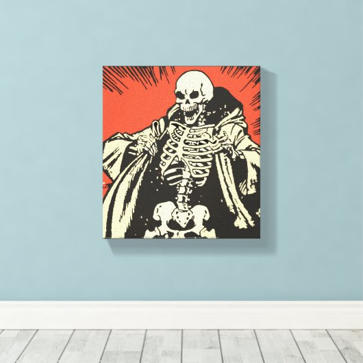 Cartoon skelet canvas afdruk (Insitu (Houten vloer))
