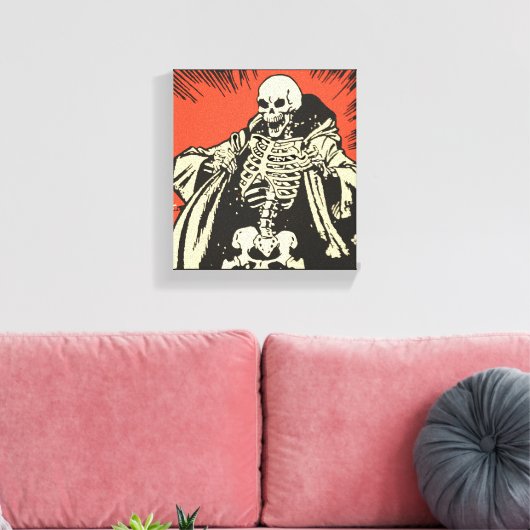 Cartoon skelet canvas afdruk (Insitu (Woonkamer))