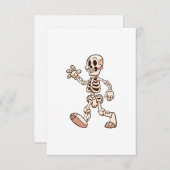 cartoon skelet lopen en zwaaien kaart (Voorkant / Achterkant)