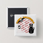 Cartoon Skeletkern, BBT & Ghost-fotoLijst Vierkante Button 5,1 Cm (Voorkant /achterkant)