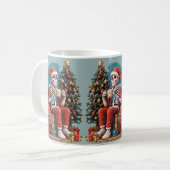 Cartoon Skeleton Dragen Santa Drink Koffie Koffiemok (Voorkant links)