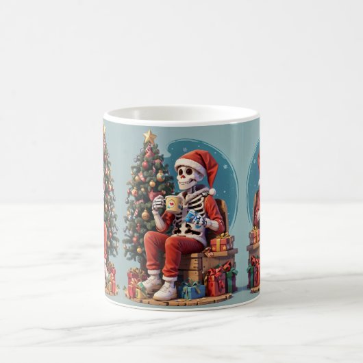 Cartoon Skeleton Dragen Santa Drink Koffie Koffiemok (Center)